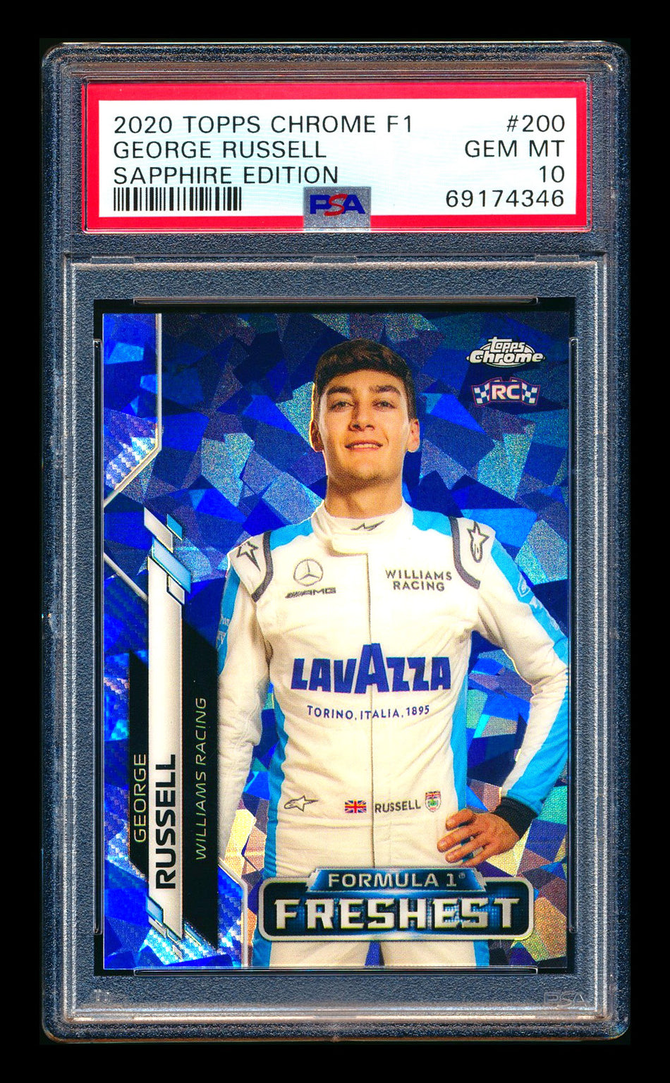 2020 Topps Chrome Sapphire F1 #200 George Russell RC Refractor PSA 10