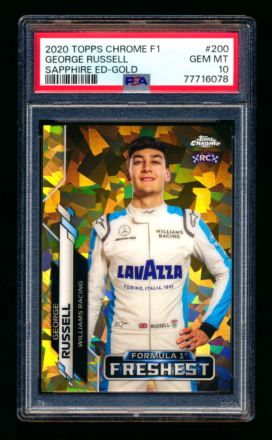 2020 Topps Chrome Sapphire F1 #200 George Russell RC Gold Refractor #36/50 PSA 10 - POP 1! ** (SOLD eBay - $950.00 - 3/10/2025) **