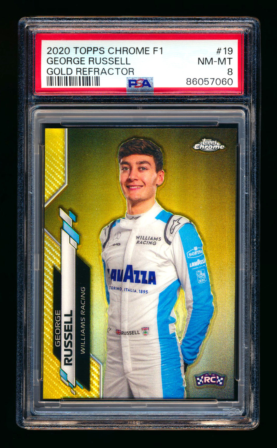 2020 Topps Chrome F1 #19 George Russell RC Gold Refractor Portrait #23/50 PSA 8 ** (SOLD - $625.00 - 2/8/2025) **