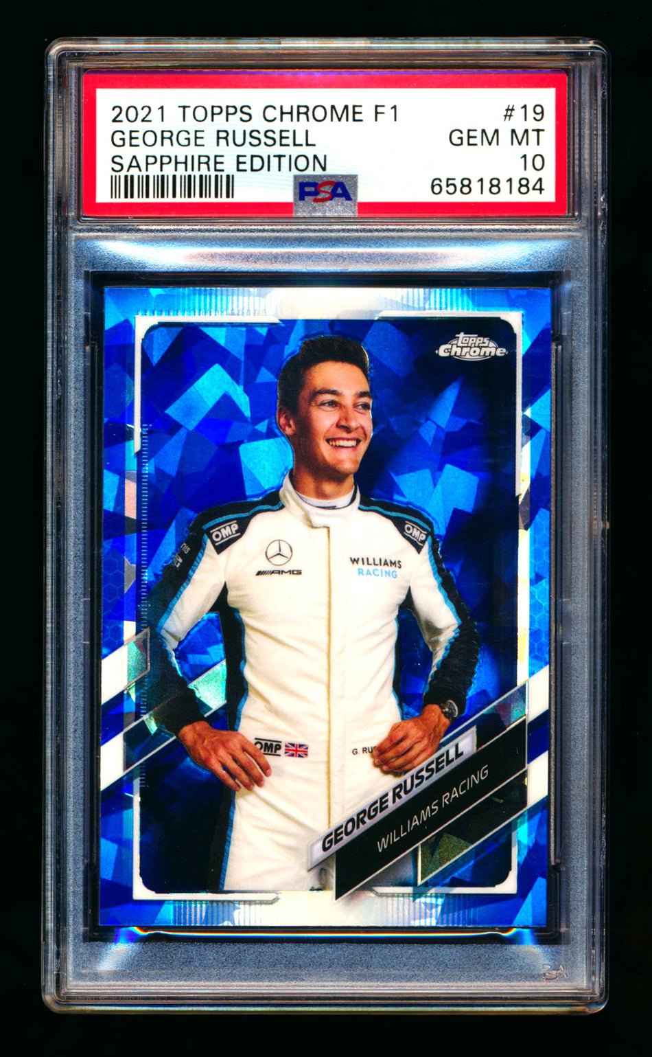 2021 Topps Chrome Sapphire F1 #19 George Russell Refractor Portrait PSA 10