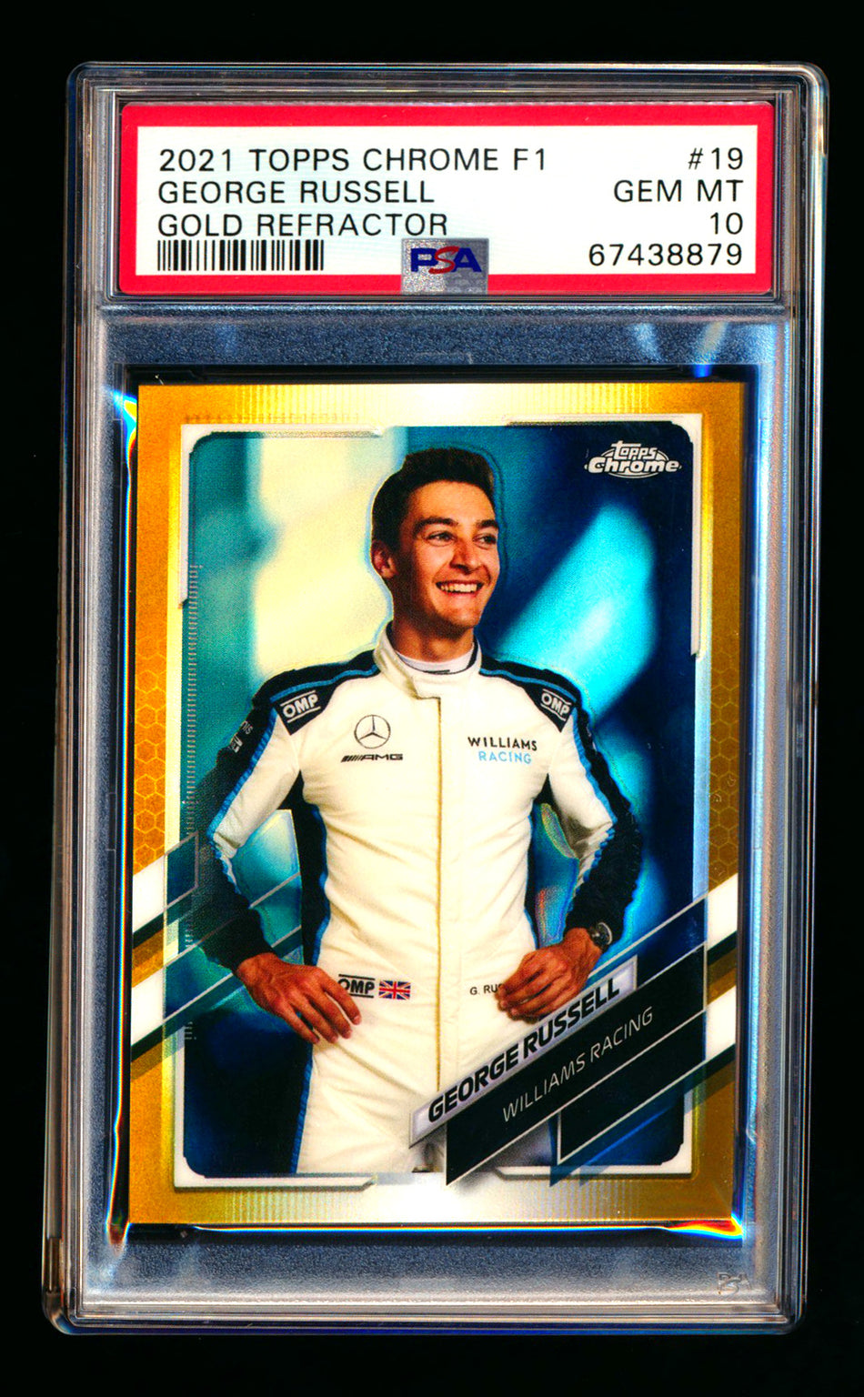 2021 Topps Chrome F1 #19 George Russell Gold Refractor Portrait #44/50 PSA 10