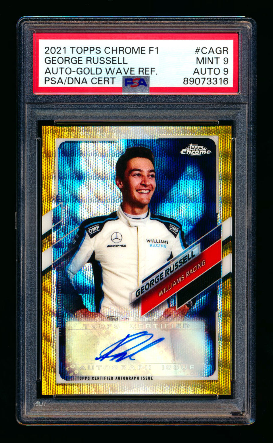 2021 Topps Chrome F1 #CA-GR George Russell Gold Wave Refractor Autograph #48/50 PSA 9 DNA 9 ** (SOLD - $240.00 - 1/20/2025) **