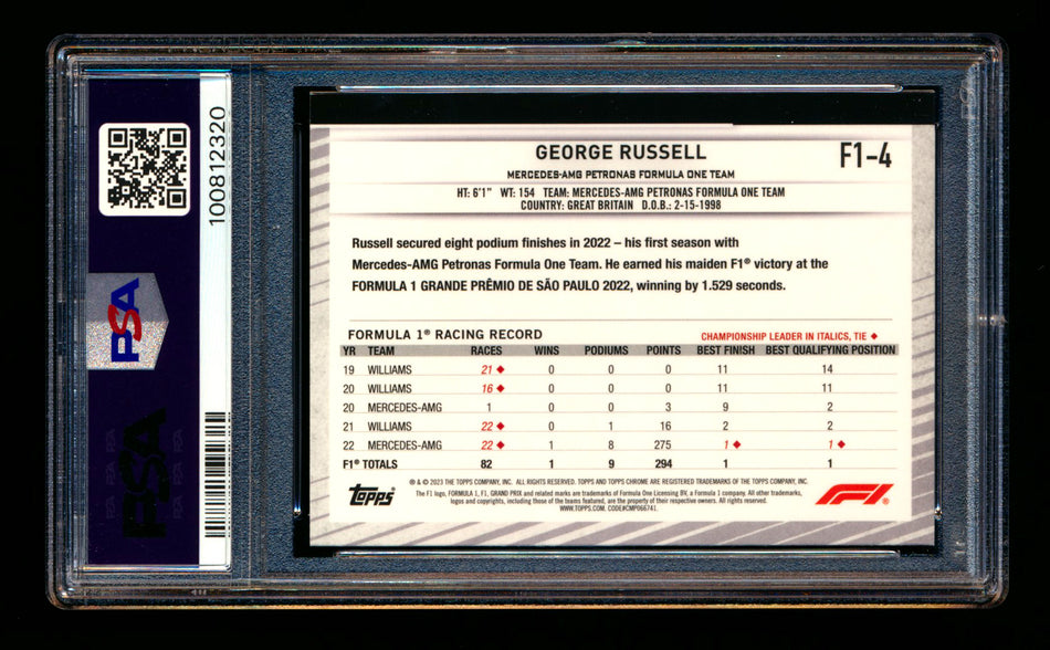 2023 Topps Chrome NSCC F1 #F1-4 George Russell Refractor PSA 6 ** (SOLD - $35.00 - 5/23/2025) **
