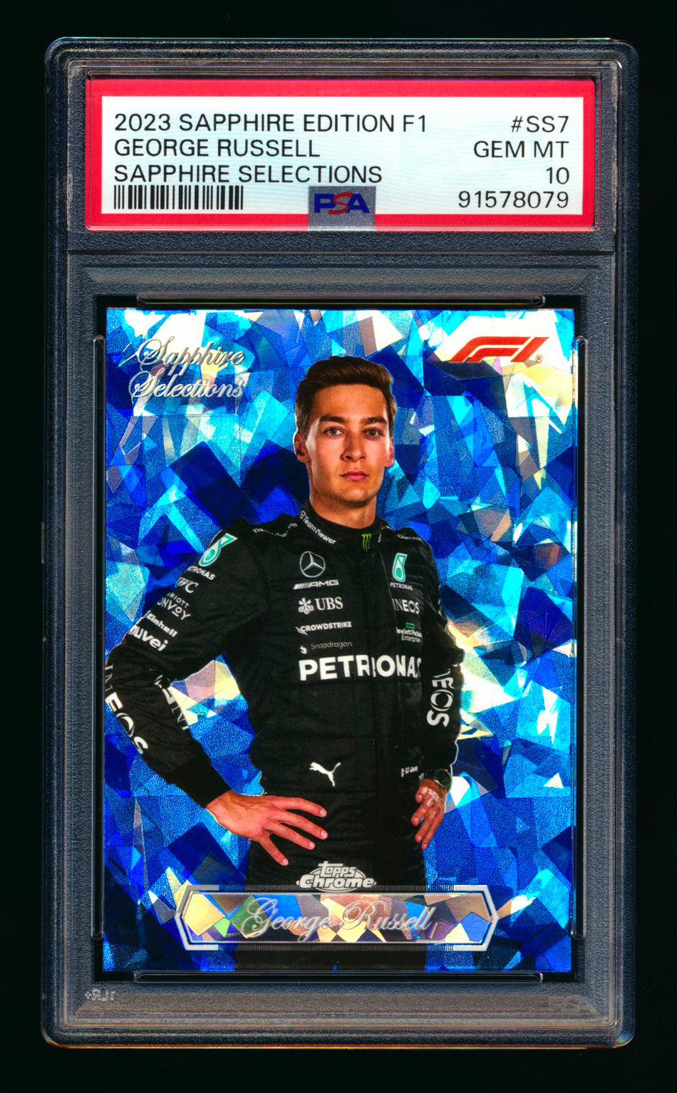 2023 Topps Chrome F1 Sapphire Selections #SS-7 George Russell Refractor PSA 10 ** (SOLD - $149.00 - 12/6/2024) **