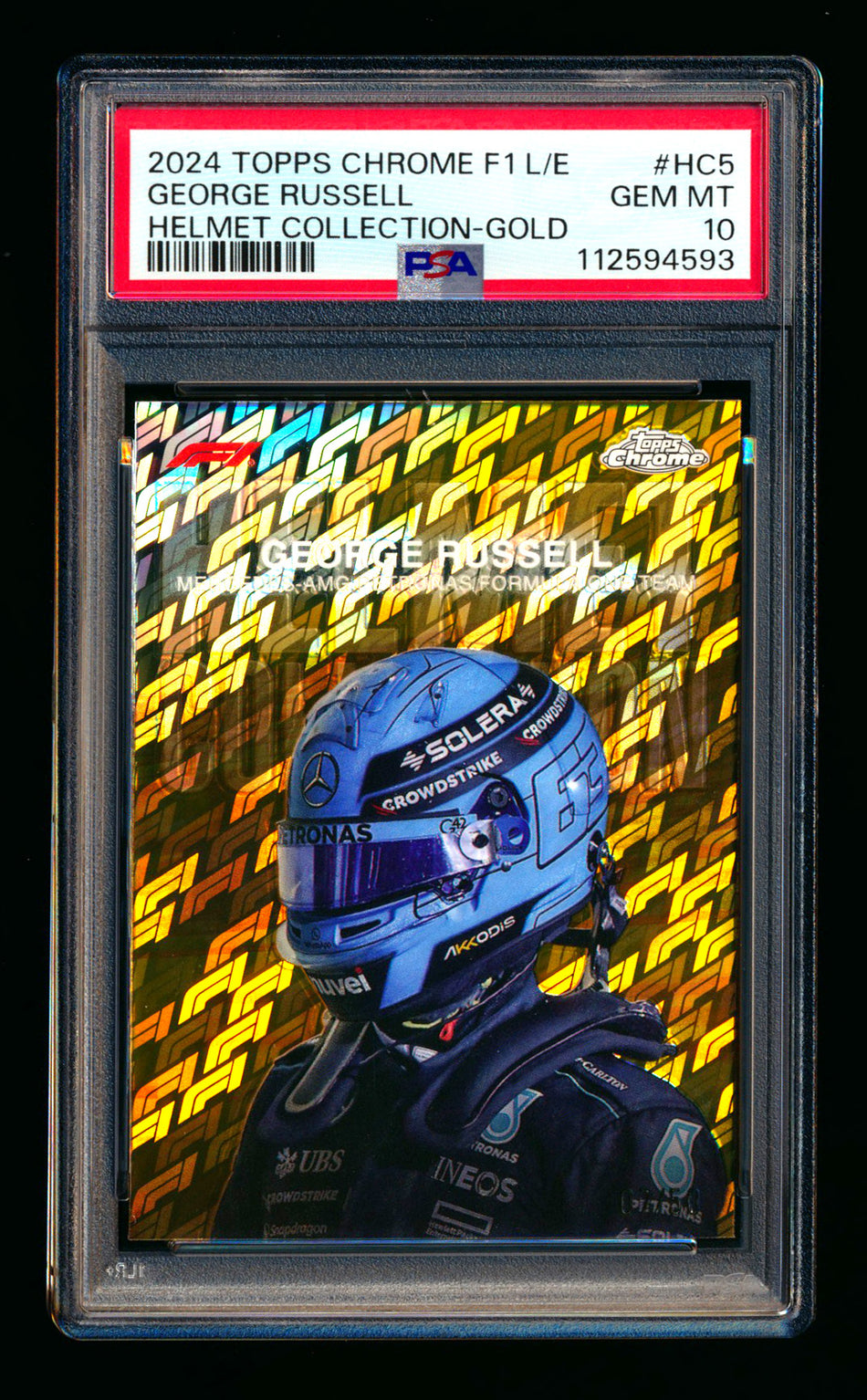 2024 Topps Chrome Logofractor F1 Helmet Collection #HC-5 George Russell Gold Refractor #07/50 PSA 10 ** (SOLD - $495.00 - 2/7/2026) **