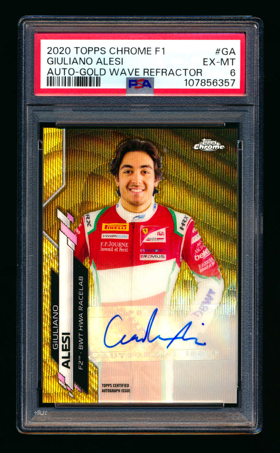2020 Topps Chrome F1 #F1A-GA Giuliano Alesi RC Gold Wave Refractor Autograph #20/50 PSA 6 ** (SOLD - $39.00 - 11/1/2025) **