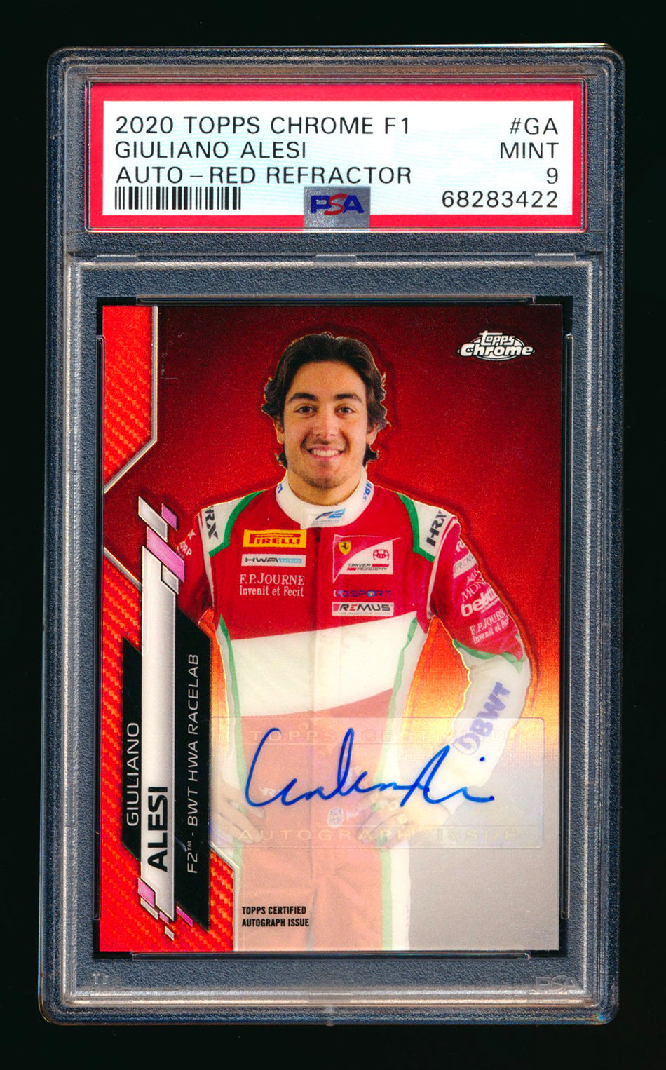 2020 Topps Chrome F1 #F1A-GA Giuliano Alesi RC Red Refractor Autograph #1/5 PSA 9 (First #!)