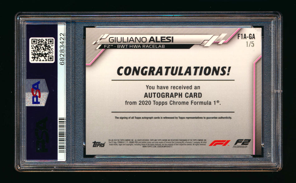 2020 Topps Chrome F1 #F1A-GA Giuliano Alesi RC Red Refractor Autograph #1/5 PSA 9 (First #!)