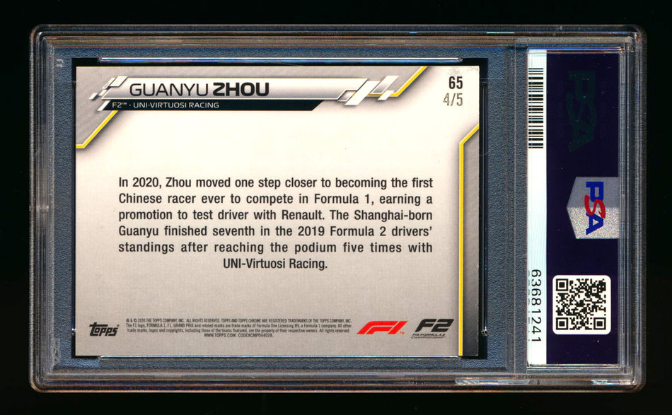 2020 Topps Chrome F1 #65 Guanyu Zhou RC Red Wave Refractor #4/5 PSA 10 (Ultimate Wishlist - Wish Granted!) ** (SOLD - $1500.00 - 12/9/2024) **