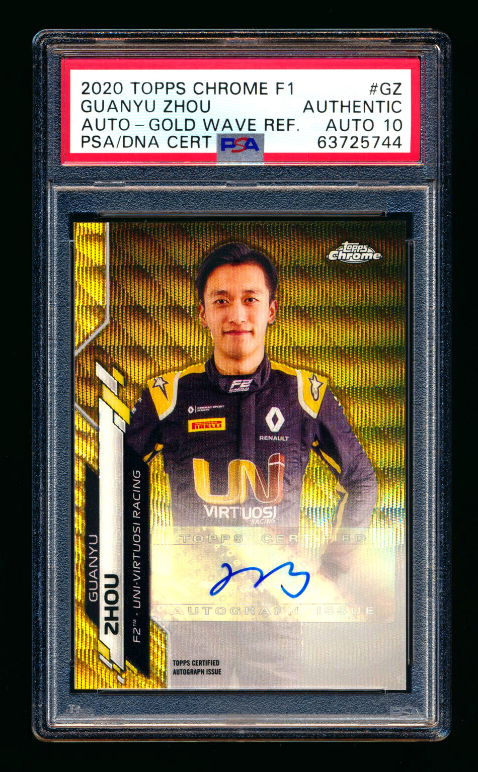 2020 Topps Chrome F1 #F1A-GZ Guanyu Zhou RC Gold Wave Refractor Autograph #48/50 PSA Authentic DNA 10