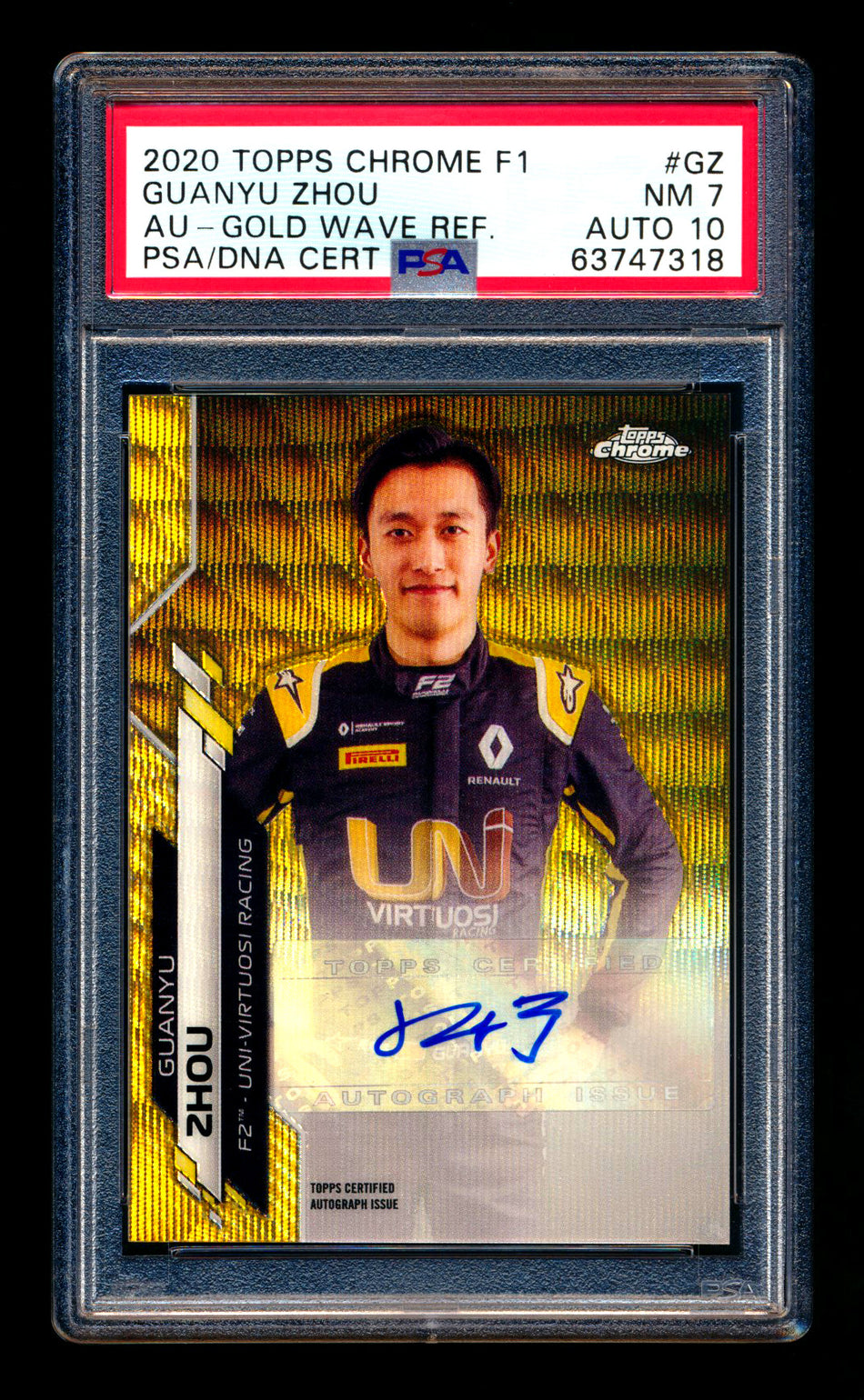 2020 Topps Chrome F1 #F1A-GZ Guanyu Zhou RC Gold Wave Refractor Autograph #15/50 PSA 7 DNA 10 ** (SOLD - $350.00 - 1/2/2025) **