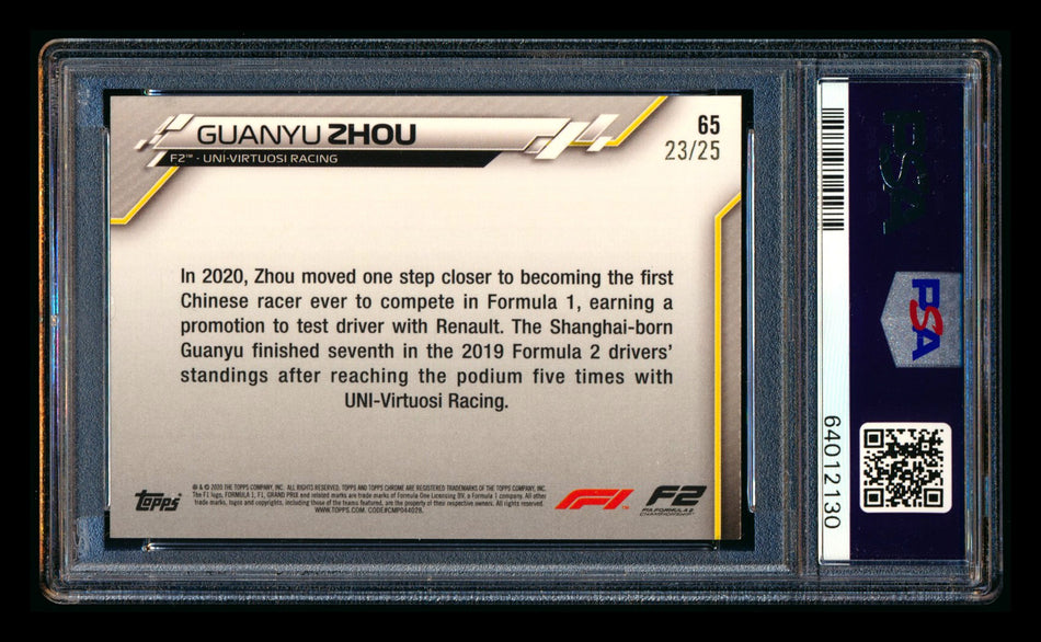 2020 Topps Chrome F1 #65 Guanyu Zhou RC Orange Refractor #23/25 PSA 8 ** (SOLD eBay - $129.00 - 6/30/2026) **