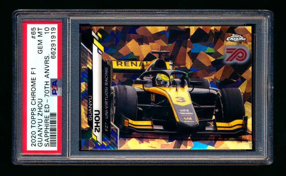 2020 Topps Chrome Sapphire F1 #65 Guanyu Zhou RC 70th Silver Refractor #67/70 PSA 10 - POP 1! ** (SOLD eBay - $180.00 - 4/19/2025) **