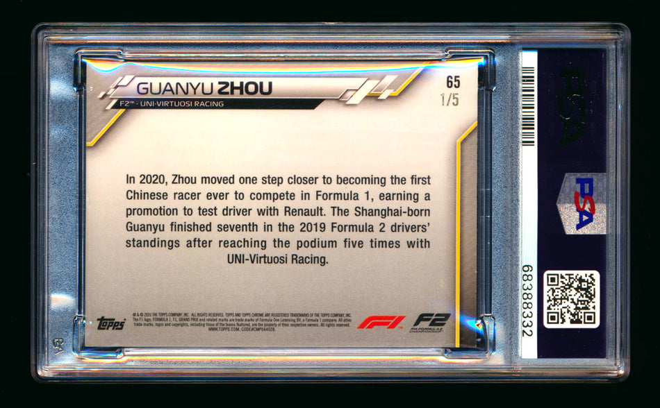 2020 Topps Chrome F1 #65 Guanyu Zhou RC Red Refractor #1/5 PSA 7 (First #!)