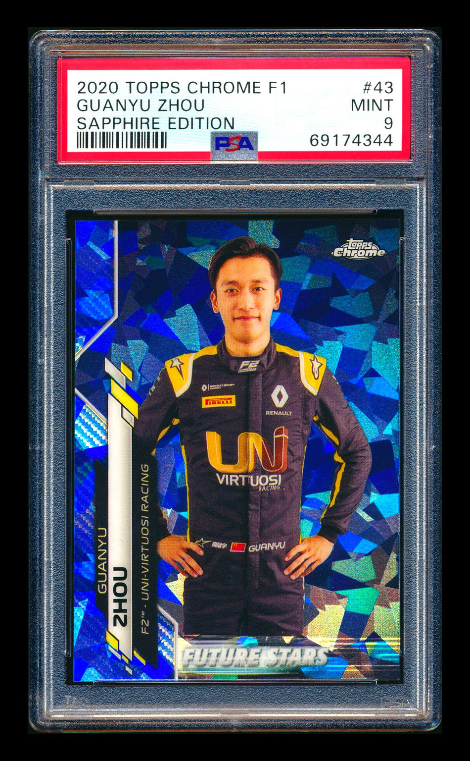 2020 Topps Chrome Sapphire F1 #43 Guanyu Zhou RC Refractor PSA 9