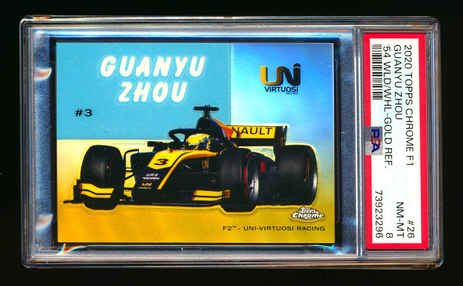2020 Topps Chrome F1 1954 World on Wheels #54W-26 Guanyu Zhou RC Gold Refractor #09/50 PSA 8 ** (SOLD - $59.00 - 10/28/2024) **