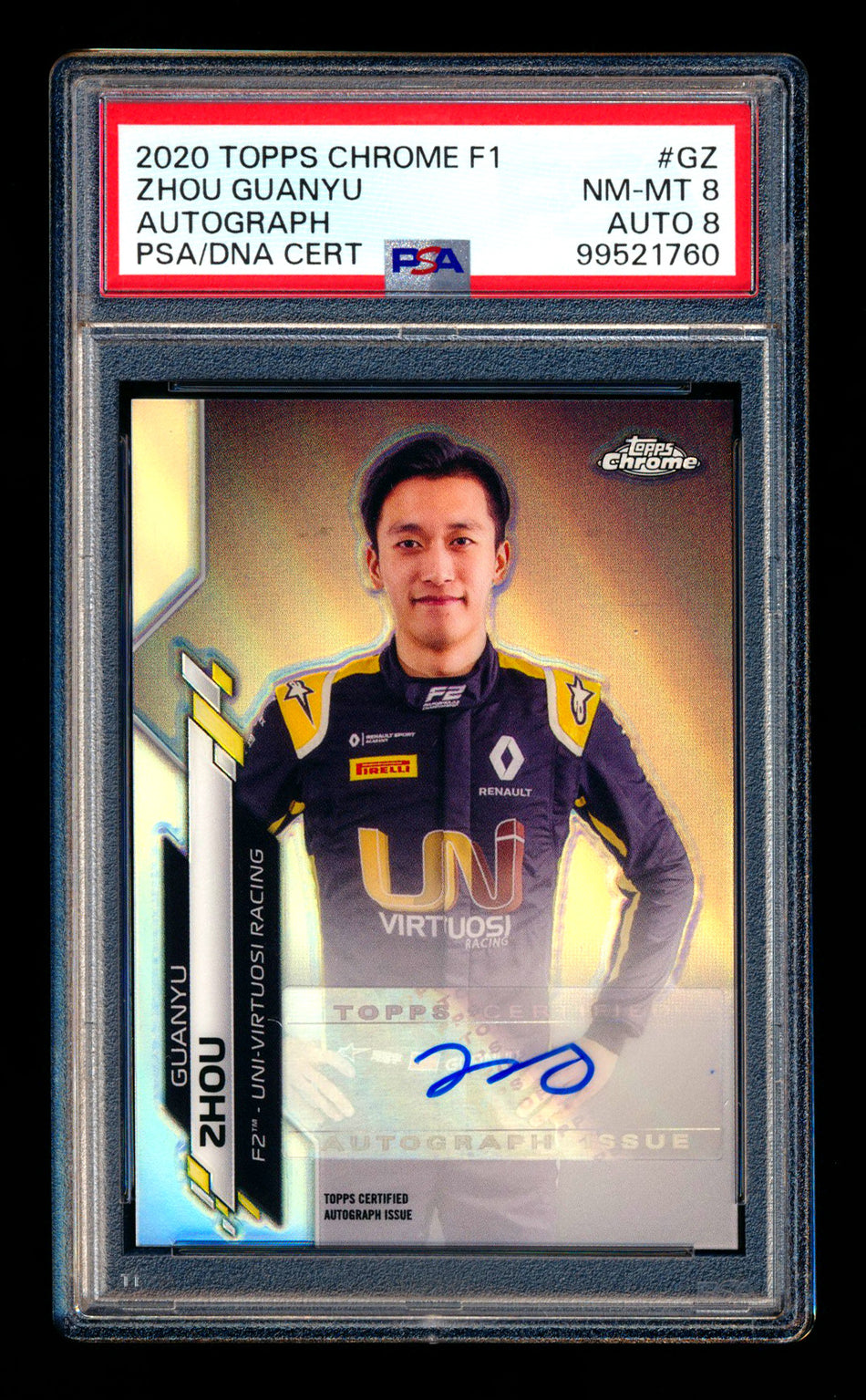 2020 Topps Chrome F1 #F1A-GZ Guanyu Zhou RC Refractor Autograph #264/346 PSA 8 DNA 8