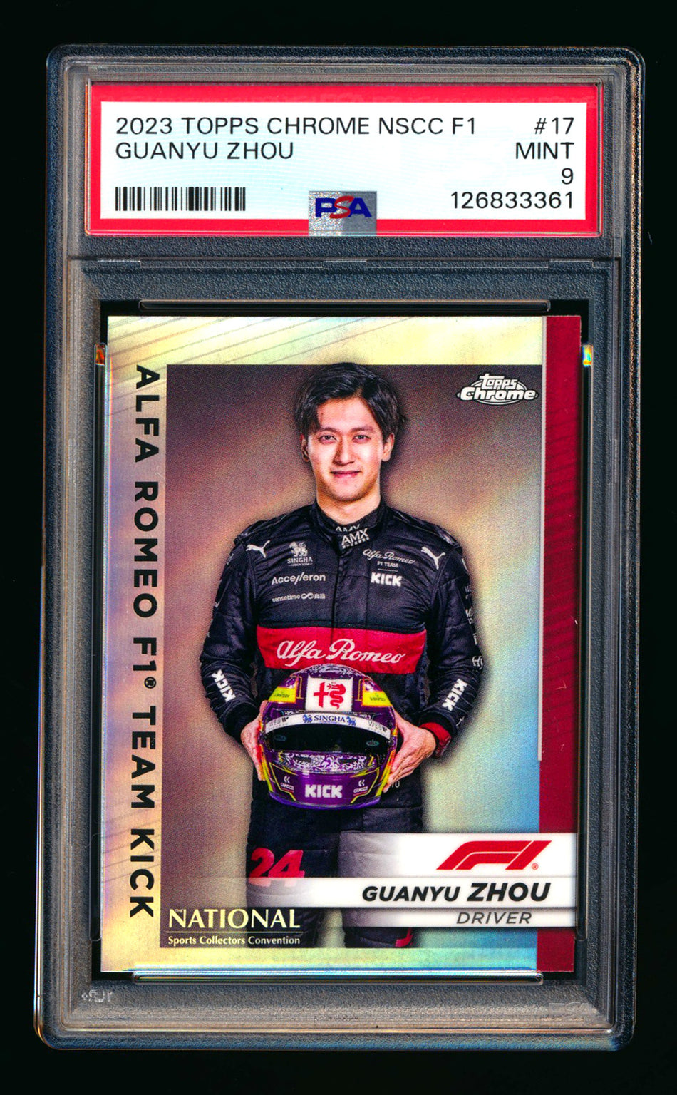 2023 Topps Chrome NSCC F1 #F1-17 Guanyu Zhou Refractor PSA 9 ** (SOLD - $125.00 - 1/13/2026) **
