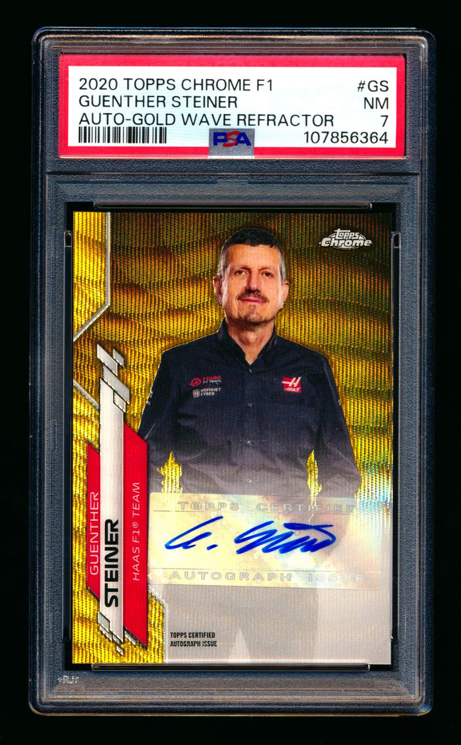 2020 Topps Chrome F1 #F1A-GS Guenther Steiner RC Gold Wave Refractor Autograph #07/50 PSA 7 ** (SOLD - $109.00 - 11/1/2025) **