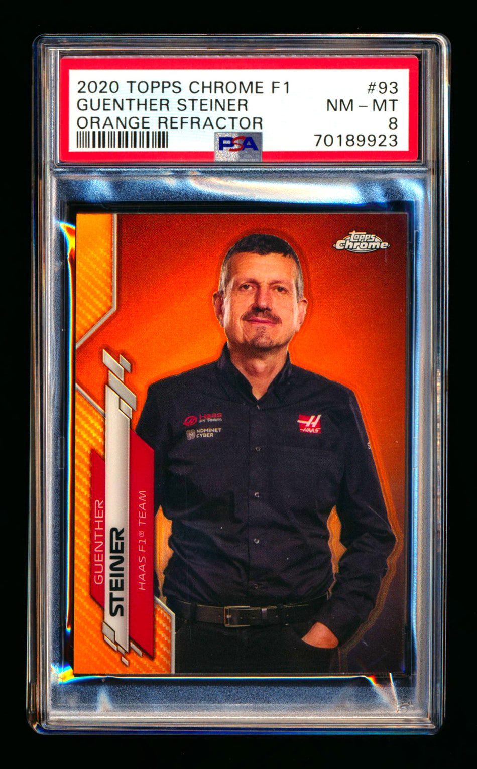 2020 Topps Chrome F1 #93 Guenther Steiner RC Orange Refractor #20/25 PSA 8