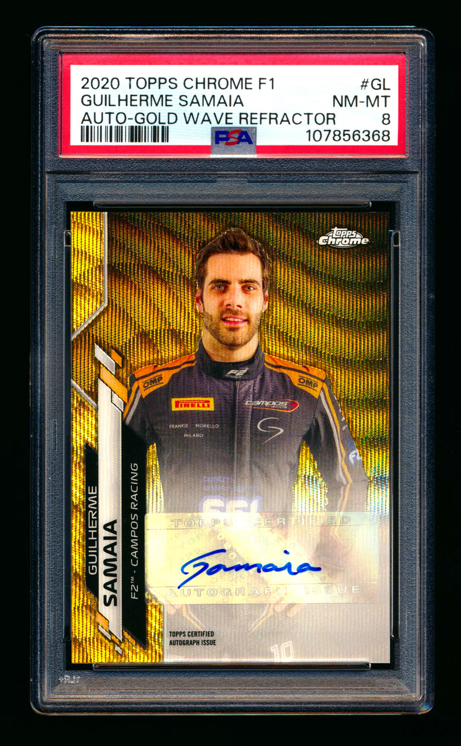 2020 Topps Chrome F1 #F1A-GL Guilherme Samaia RC Gold Wave Refractor Autograph #12/50 PSA 8 ** (SOLD - $59.00 - 11/1/2025) **