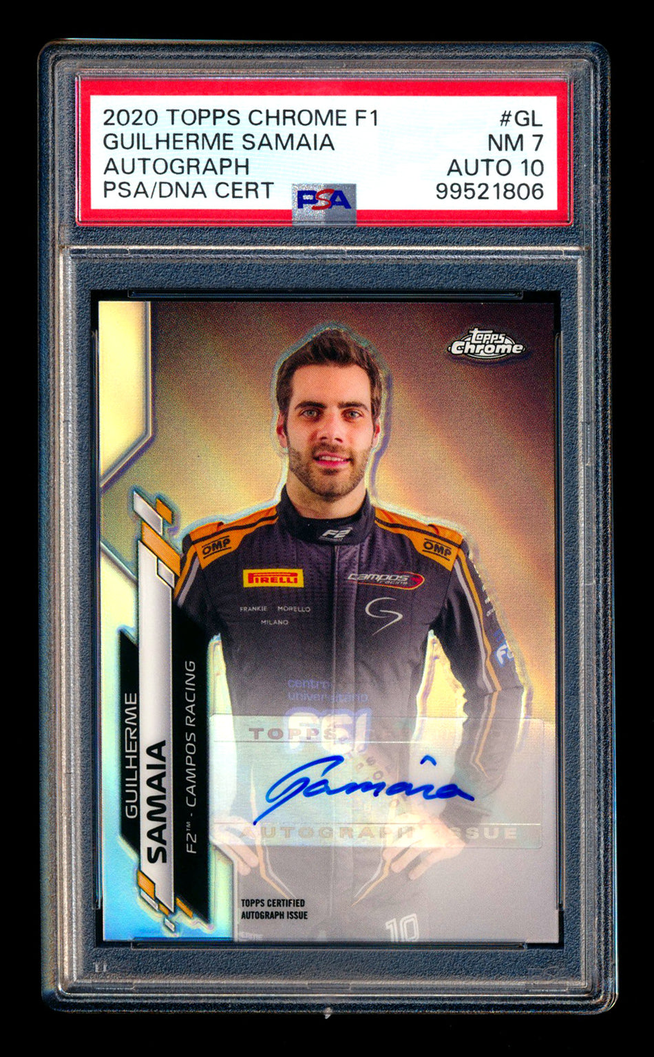 2020 Topps Chrome F1 #F1A-GL Guilherme Samaia RC Refractor Autograph #134/373 PSA 7 DNA 10