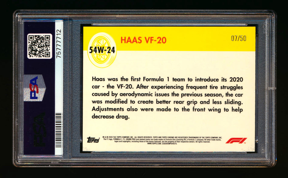 2020 Topps Chrome F1 1954 World on Wheels #54W-24 Haas VF-20 RC Gold Refractor #07/50 PSA 9 ** (SOLD - $79.00 - 10/28/2024) **