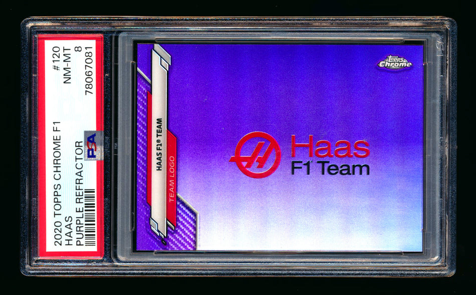 2020 Topps Chrome F1 #120 Haas Team Logo RC Purple Refractor #109/399 PSA 8 ** (SOLD - $25.00 - 12/19/2024) **