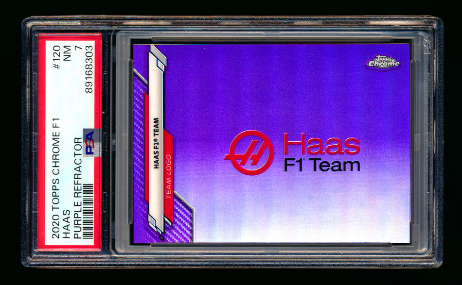 2020 Topps Chrome F1 #120 Haas Team Logo RC Purple Refractor #356/399 PSA 7 ** (SOLD eBay - $25.00 - 10/2/2025) **