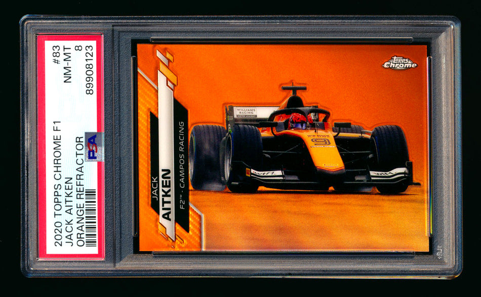 2020 Topps Chrome F1 #83 Jack Aitken RC Orange Refractor #10/25 PSA 8 ** (SOLD eBay - $55.00 - 9/26/2025) **