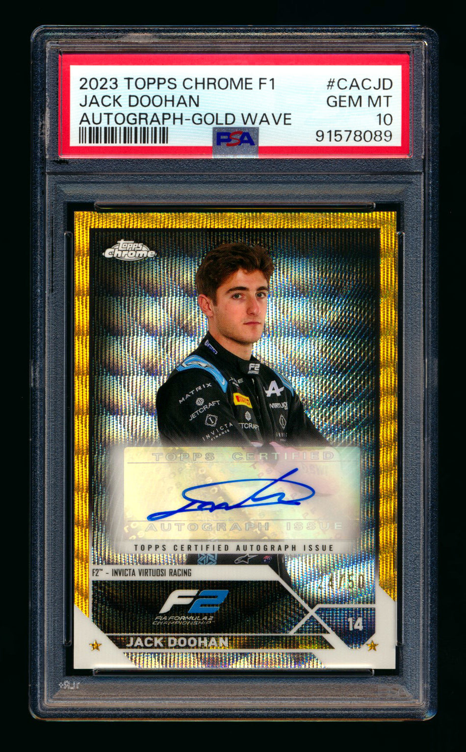 2023 Topps Chrome F1 #CAC-JD Jack Doohan RC Gold Wave Refractor Autograph #24/50 PSA 10