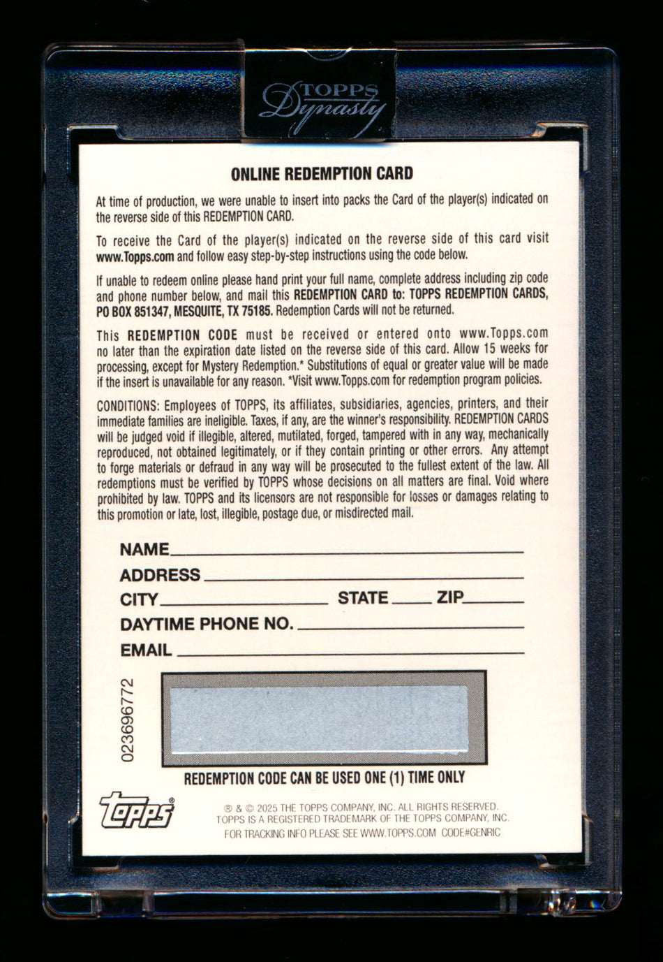 2025 Topps Dynasty F1 #LPA-JSTII Jackie Stewart 1ST Year Red Patch Autograph Redemption /5