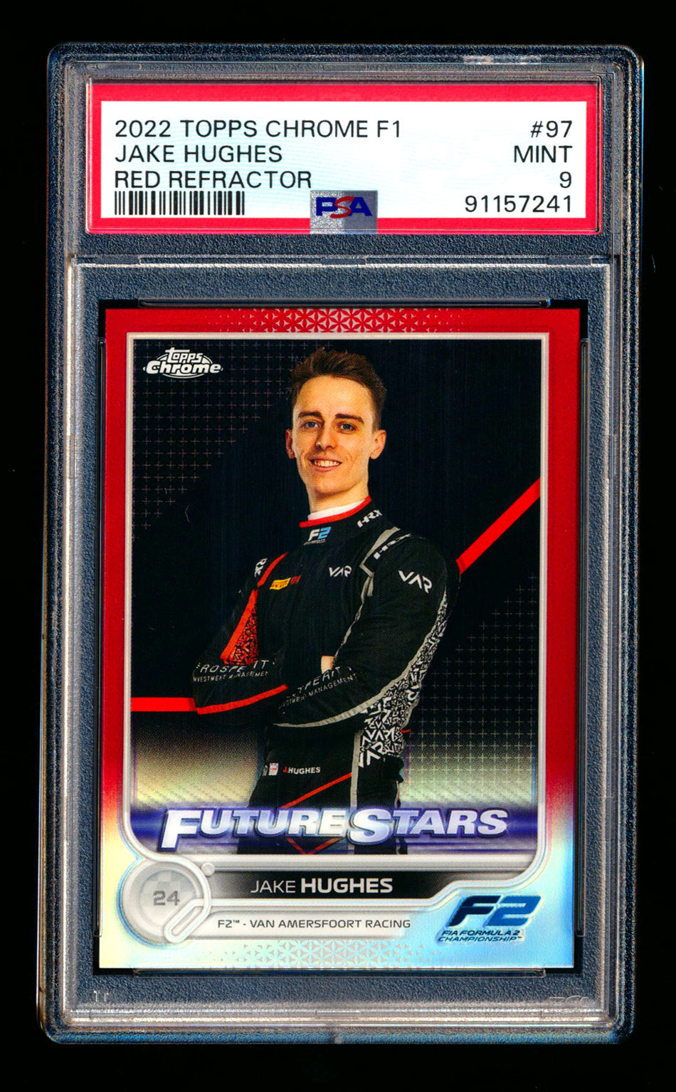 2022 Topps Chrome F1 #97 Jake Hughes RC Red Refractor #5/5 PSA 9