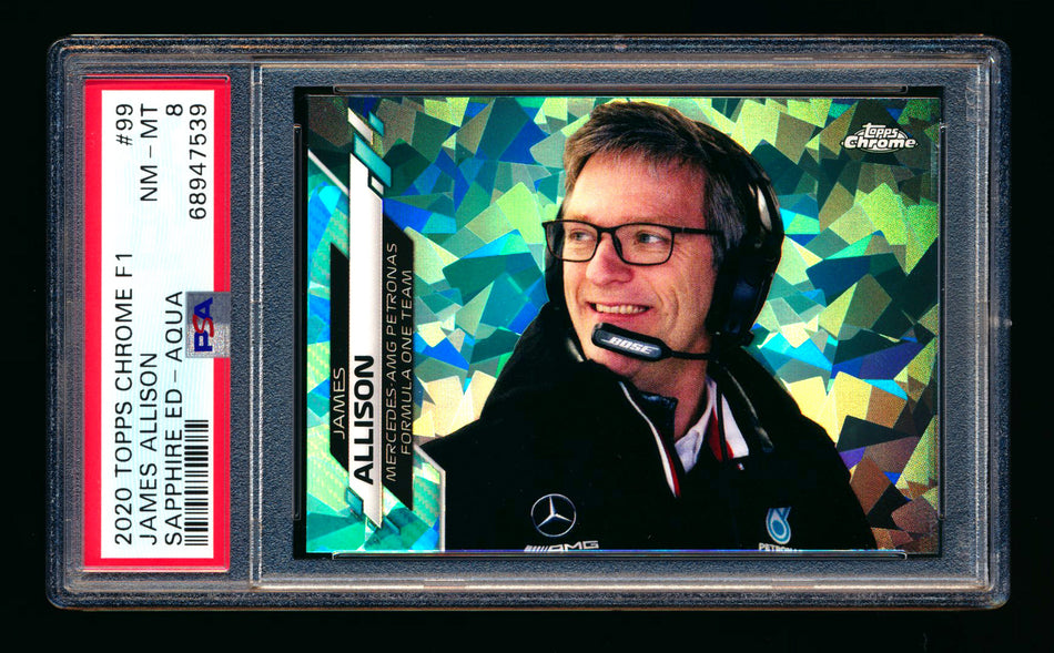 2020 Topps Chrome Sapphire F1 #99 James Allison RC Aqua Refractor #51/99 PSA 8 ** (SOLD - $19.00 - 10/29/2024) **