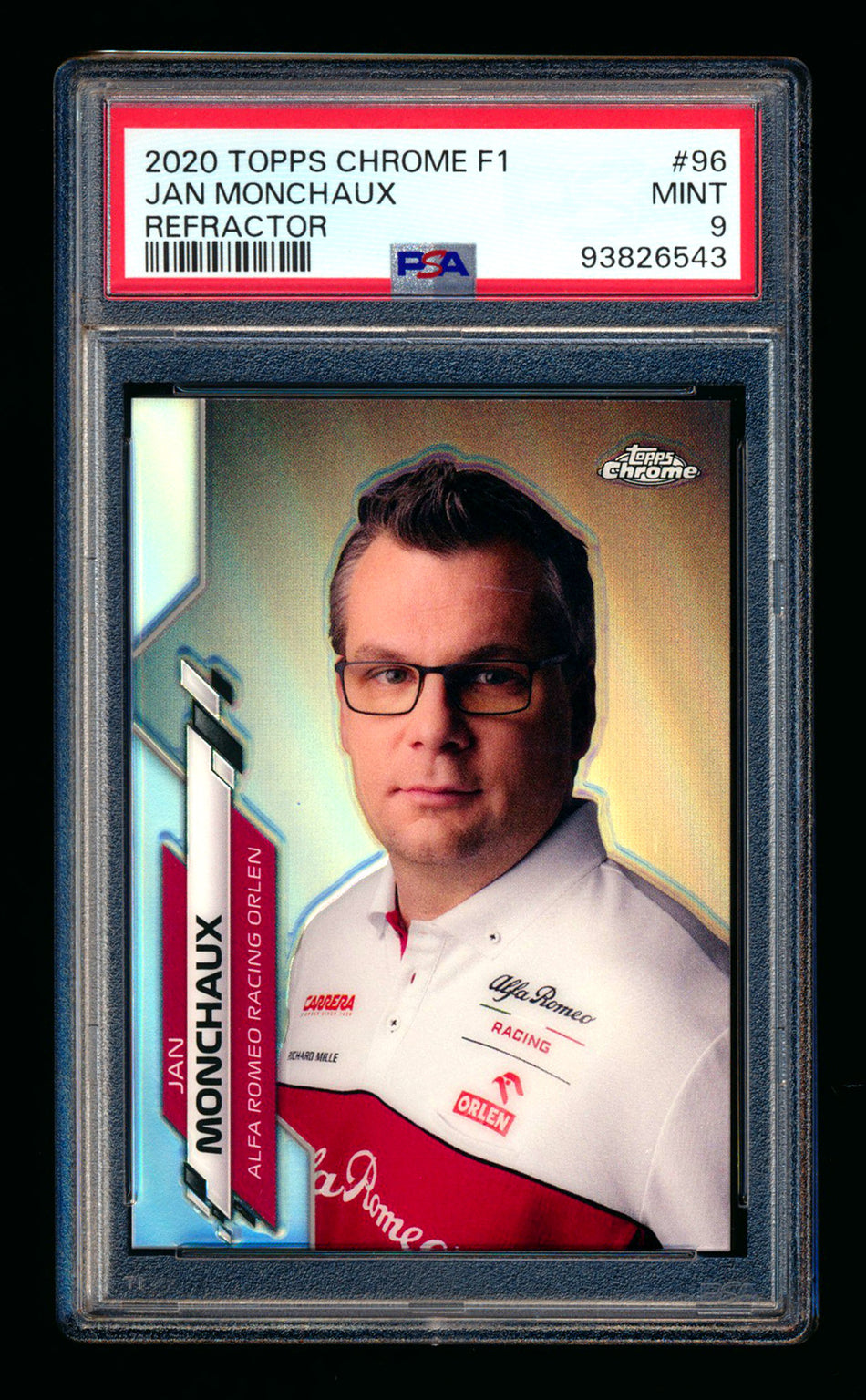 2020 Topps Chrome F1 #96 Jan Monchaux RC Refractor PSA 9