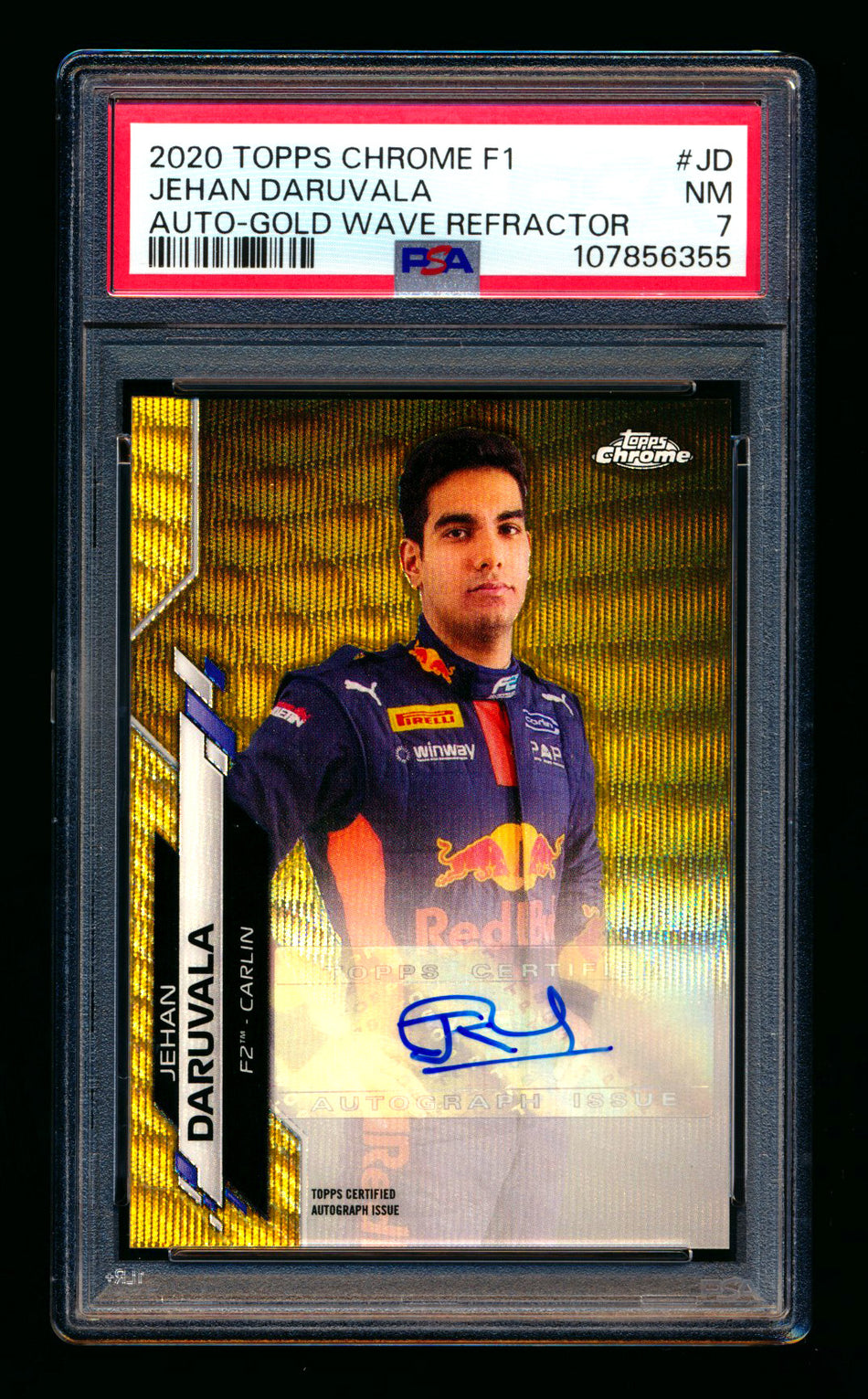 2020 Topps Chrome F1 #F1A-JD Jehan Daruvala RC Gold Wave Refractor Autograph #29/50 PSA 7 ** (SOLD - $49.00 - 11/1/2025) **