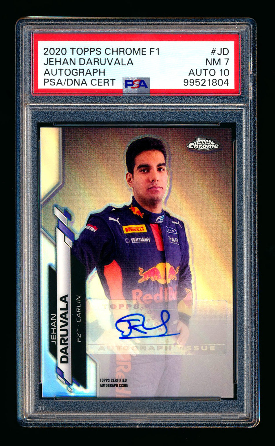 2020 Topps Chrome F1 #F1A-JD Jehan Daruvala RC Refractor Autograph #183/369 PSA 7 DNA 10