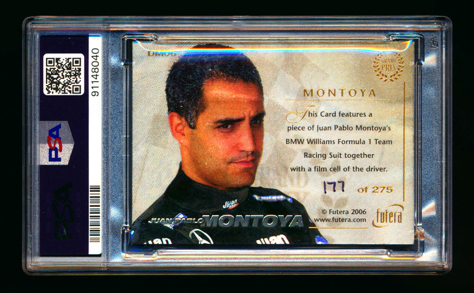 2006 Futera Grand Prix F1 #DM06 Juan Pablo Montoya Film Cell Patch #177/275 PSA 9