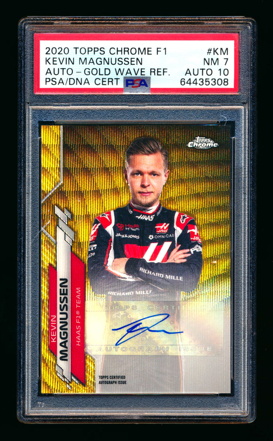 2020 Topps Chrome F1 #F1A-KM Kevin Magnussen RC Gold Wave Refractor Autograph #37/50 PSA 7 DNA 10 ** (SOLD - $250.00 - 10/31/2025) **