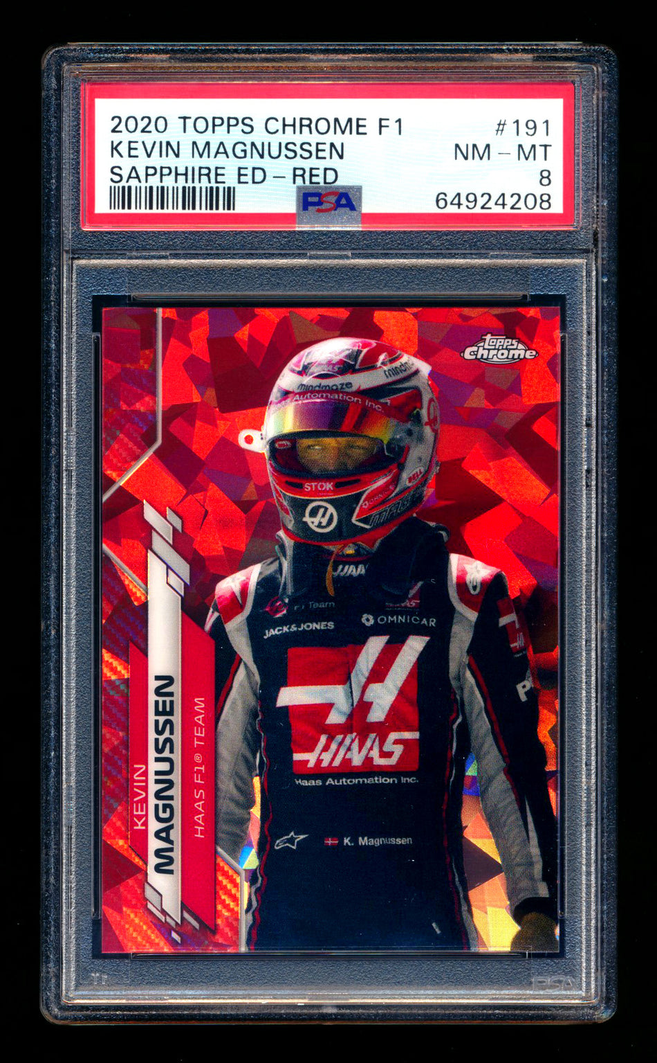2020 Topps Chrome Sapphire F1 #191 Kevin Magnussen RC Red Refractor #3/5 PSA 8 ** (SOLD eBay - $650.00 - 5/31/2026) **
