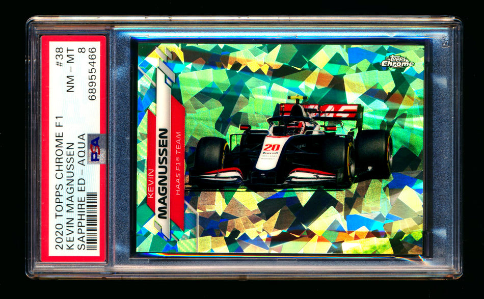 2020 Topps Chrome Sapphire F1 #38 Kevin Magnussen RC Aqua Refractor #46/99 PSA 8 ** (SOLD - $19.00 - 10/29/2024) **