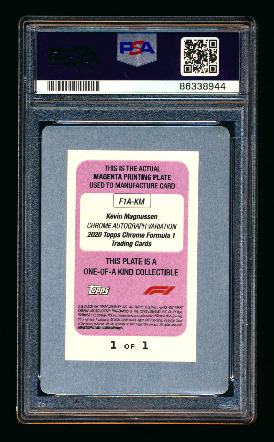 2020 Topps Chrome F1 #F1A-KM Kevin Magnussen RC Magenta Printing