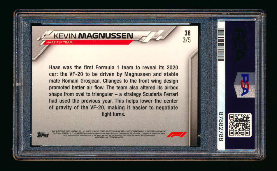 2020 Topps Chrome F1 #38 Kevin Magnussen RC Red Refractor #3/5 PSA 8 ** (SOLD - $195.00 - 10/23/2024) **