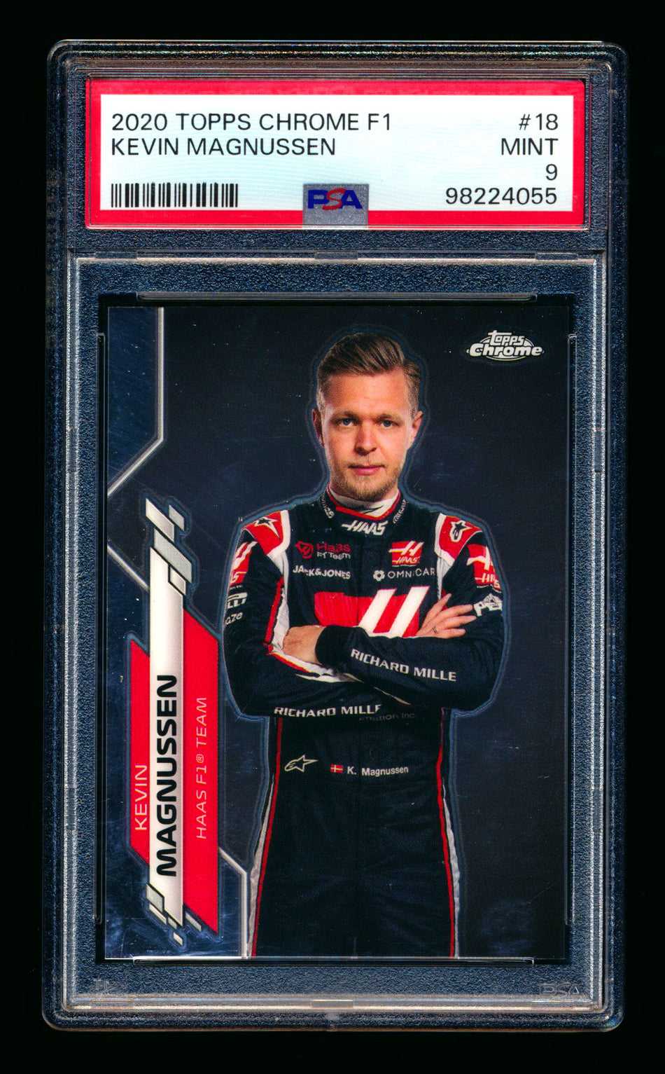 2020 Topps Chrome F1 #18 Kevin Magnussen RC Portrait PSA 9