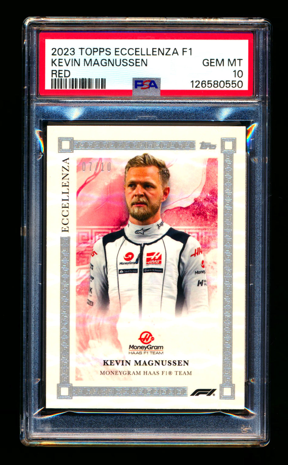 2023 Topps Eccellenza F1 Kevin Magnussen Red Parallel #07/10 PSA 10 ** (SOLD - $175.50 - 5/6/2026) **