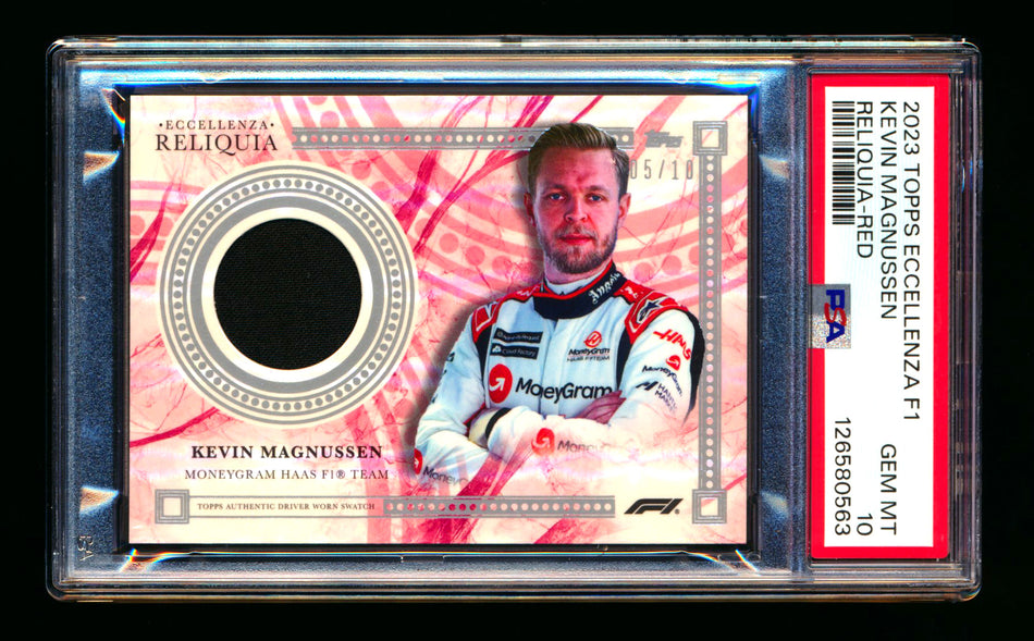 2023 Topps Eccellenza F1 Reliquia Kevin Magnussen Red Parallel Patch #05/10 PSA 10 - POP 1!