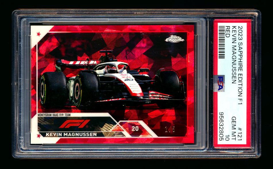 2023 Topps Chrome Sapphire F1 #121 Kevin Magnussen Red Refractor #1/5 PSA 10 (First #!) ** (SOLD - $95.00 - 12/6/2024) **