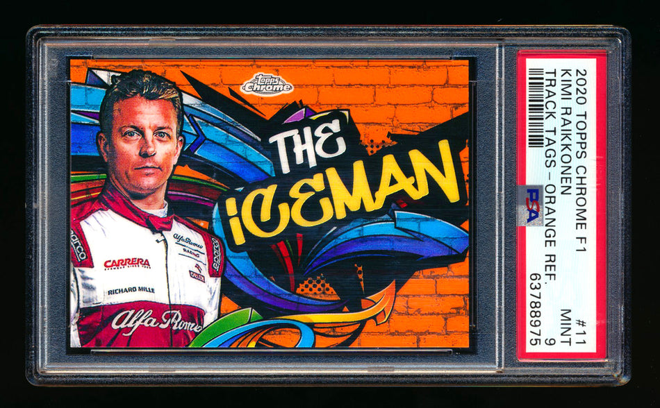 2020 Topps Chrome F1 Track Tags #TT-1 Kimi Raikkonen RC Orange Refractor #13/25 PSA 9 ** (SOLD - $1,350.00 - 11/9/2024) **