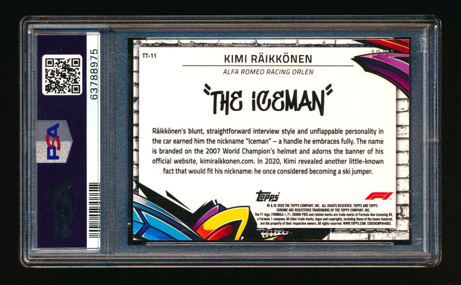 2020 Topps Chrome F1 Track Tags #TT-1 Kimi Raikkonen RC Orange Refractor #13/25 PSA 9 ** (SOLD - $1,350.00 - 11/9/2024) **