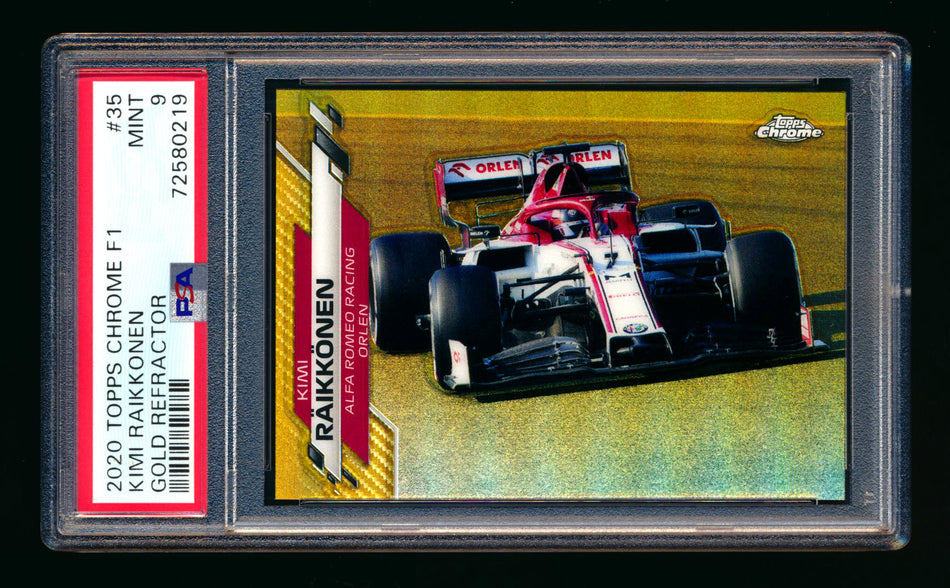 2020 Topps Chrome F1 #35 Kimi Raikkonen RC Gold Refractor #23/50 PSA 9